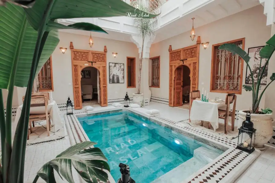 Riad Aslal swimming pool in Marrakech Medina